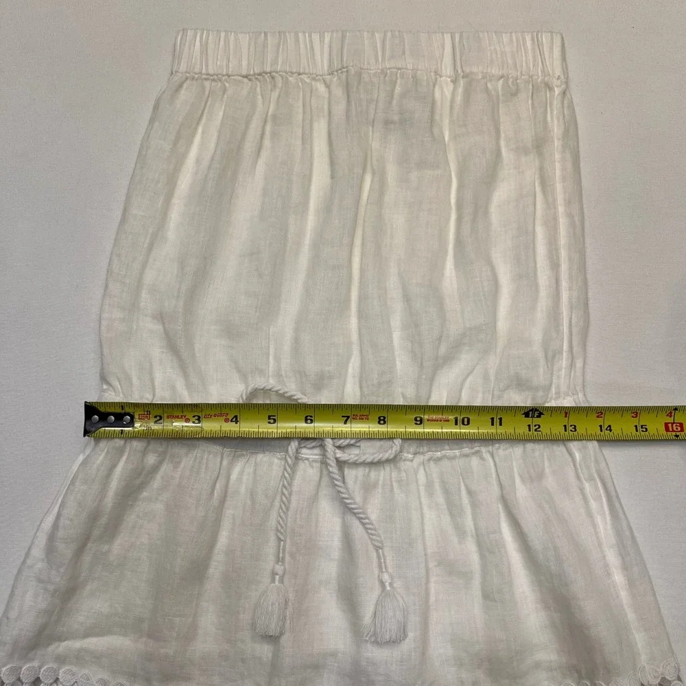 Vineyard Vines White 100% Linen Strapless Eyelet Lace Resort Dress Size XXS